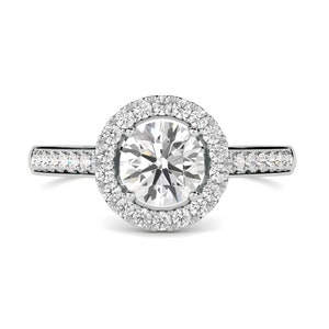 Halo Engagement Ring, Round Diamond Ring, 1.00 CT Round Lab Grown Diamond Ring, GH/SI Certified Diamond Ring, Wedding Diamond Ring for Women