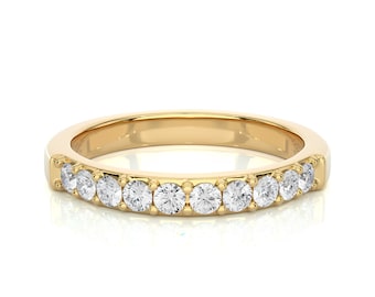 CVD Lab Grown Diamond Eternity Band, 14K Gold Prong Pavé Ring
