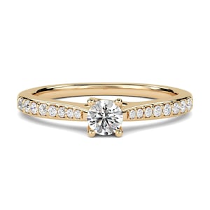 Round Brilliant Cut Lab Grown Diamond Ring 0.50 CT Solitaire Engagement Ring GH/SI Lab Grown/ Cvd Diamond Wedding Ring for Her