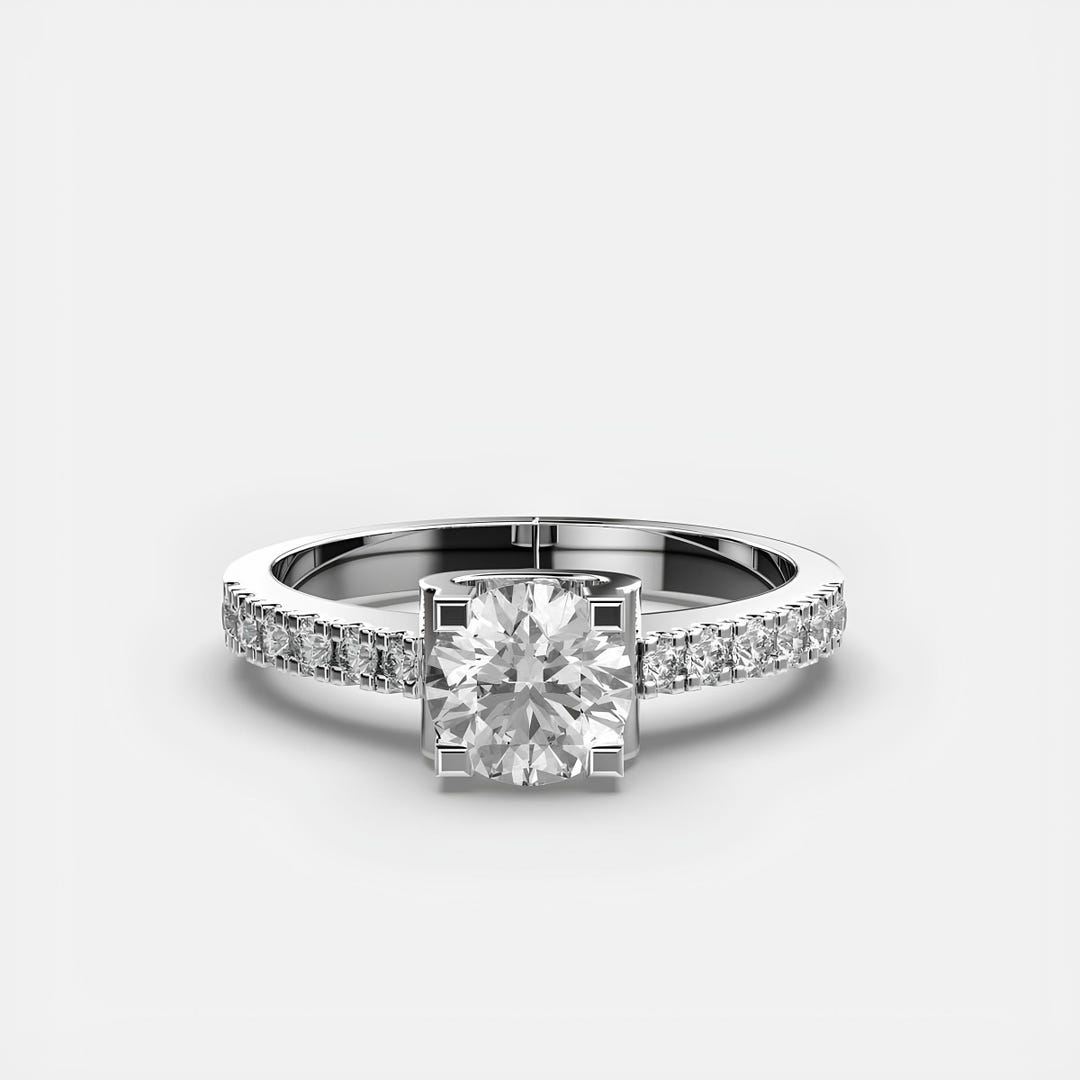 Lab Grown Diamond Half Eternity Ring, 14K White Gold Wedding Band - Etsy