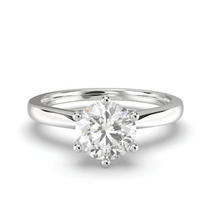 0.25 - 2.00 Ct Round Cut Lab Grown GH/SI Diamond Solitaire Engagement Ring / Solid Gold Wedding Ring / Conflict Free IGI Certified Diamond