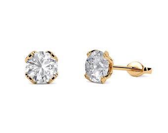 Diamant Ohrstecker, massiv Gold, handgemachter Schmuck