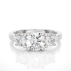 Round Three Stone Engagement Ring, GH/VS Lab Created Diamond Ring, Promise Ring, Wedding Ring, Diamond Ring for Her, Excellent Cut Diamond