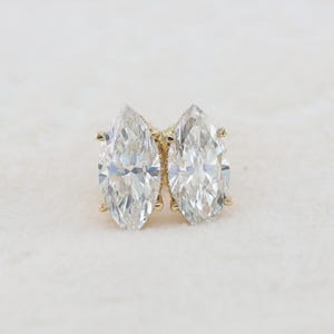 2.32 CT Marquise Cut Lab Grown Diamond Hidden Halo Earrings, Marquise Diamond Studs, Stud Earrings for Women, Valentine, Anniversary Gifts