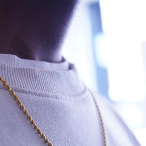 18K Gold Rope Chain Necklace, Mens Gold Chain, 2mm Gold Rope Chains, Mens Jewelry, Gold Necklace Men