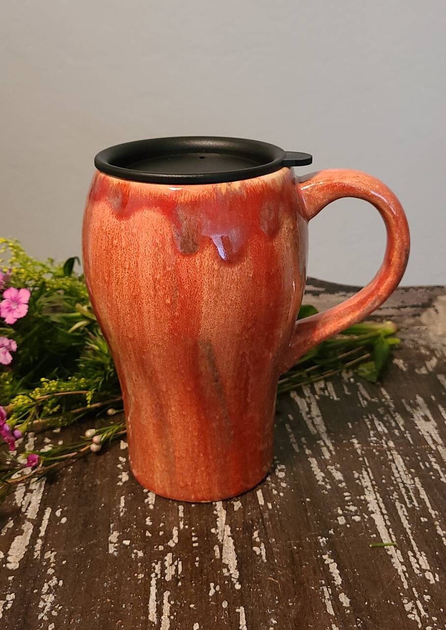 Ceramic Travel Mug with Lid and fits CUP HOLDERS Handmade Etsy