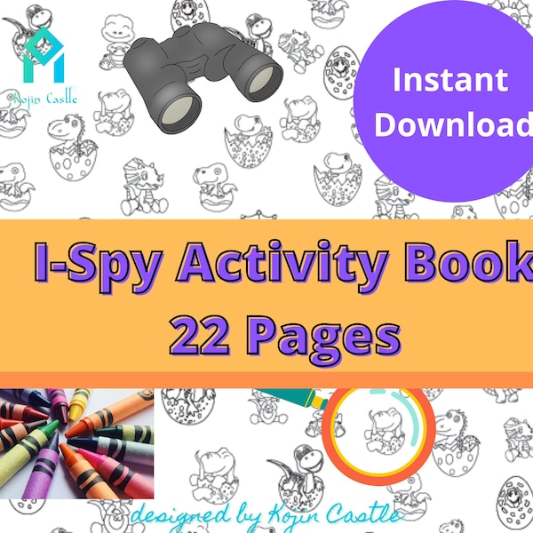 Printable I-Spy Game- I-Spy Back-to-School Color Counting Busy Book- Dinosaurs, Unicorns, Classroom Pre-K Activity for Toddlers, Homeschool