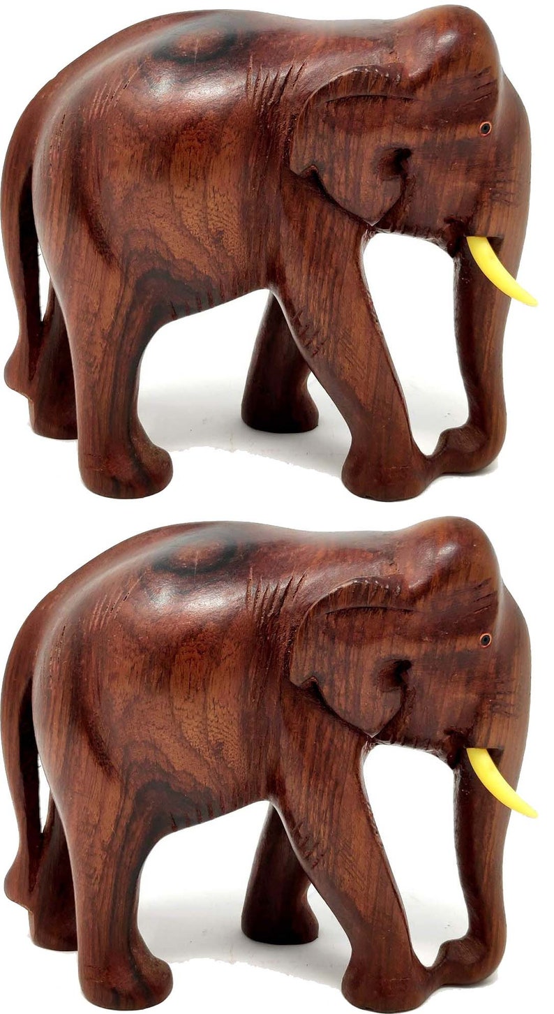 Barfi Arts Wooden Elephant Statue Hand Made Rose Wood Elephant Statue Home Decor Gift Set