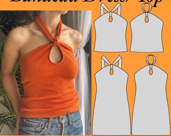 Keyhole Bandeau Dress/Top EU 34-48 (XS-XL) Pdf Sewing Pattern Printable