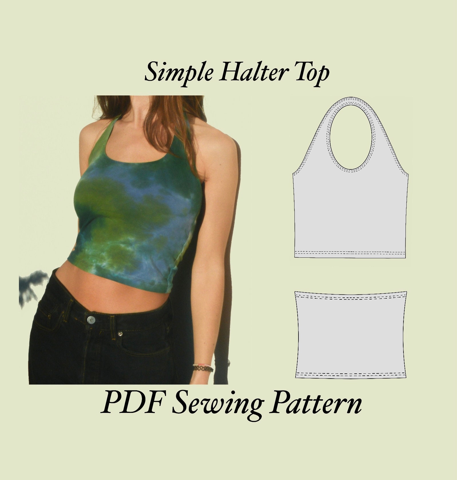 Simple Halter Top Sewing Pattern Size Eu 34-44 XS-L PDF 