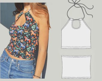 Keyhole Halter Top Sewing Pattern Size Eu 34-44 (XS-L) PDF