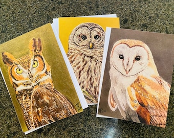 5x7 OWL CARD TRIO