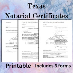 Texas Notary Certificate Forms | Printable Acknowledgment & Jurat PDF Templates