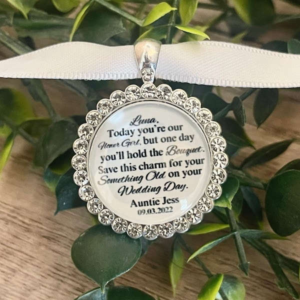 Blumenmädchen Charm Geschenk für Blumenmädchen Andenken Geschenk für etwas Altes Blumenmädchen Geschenk Hochzeit Dankeschön Hochzeitsandenken Blumenmädchen