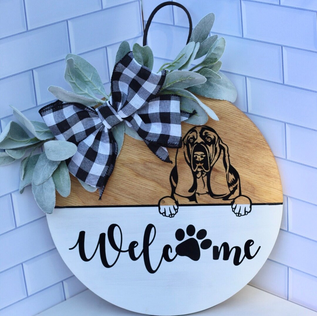 Personalized Dog Front Door Decor Year Round Wreath Dog Door Hanger Pet Sign Custom Dog Door