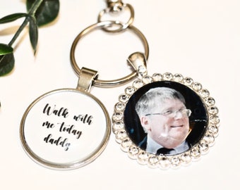 Encanto de foto personalizado Encanto conmemorativo nupcial para colgante Padre de la novia Memorial Camina conmigo hoy Regalo de encanto de papá para el día de la boda de la novia