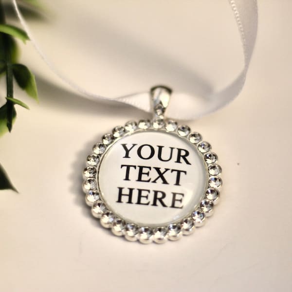Personalized Quote Bouquet Charm Your Custom Text Bridal Charm for Bouquet Wedding Day Gift for Bride Custom Pendant Personalized Gift