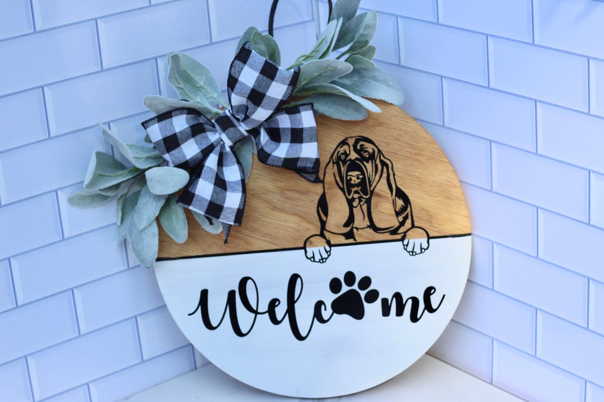Personalized Dog Front Door Decor Year Round Wreath Dog Door Hanger Pet