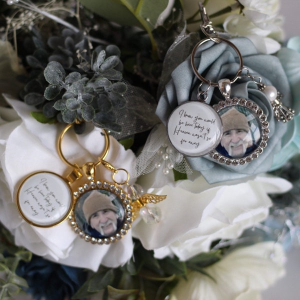 Bridal bouquet Charm Memorial Charm for bride bouquet wedding gift for bride wedding memorial custom photo charm personalized bridal gift