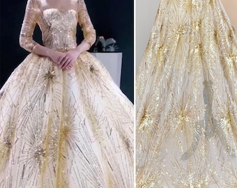 Pailletten-Stickerei-Spitzenstoff, Pailletten-Dekorationsstoff, Pailletten-weicher Tüll-Netz-Spitzenstoff für Sommerkleid-Bastelprojekt
