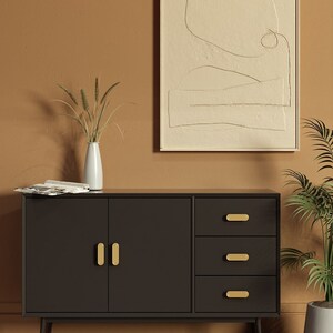 Boho Rainbow Brass Drawer Pulls Knobs Matte Gold Dresser Minimalist