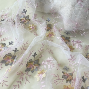 Blossom Embroidery Lace Fabric Blossom Floral Decorative Fabric Flower Mesh Embroidery Lace Fabric For Project Summer Dress Craft Project