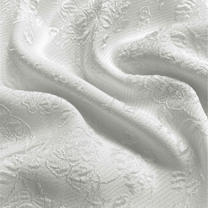 White Brocade Floral Embroidery Emboss Jacquard Antique Embossed Jacquard Fabric for Runway Dress Prom Gown 59 inches Width Sold By The Yard