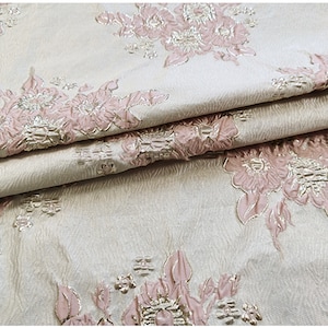 Gorgeous Floral Embossed Jacquard Fabric Floral Embroidery Brocade Jacquard Damask for Cushion Cover Runway Dress Prom Gown 53 inches Width