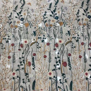Blossom Floral Vines Fabric Blossom Embroidery Lace Fabric Flower Mesh Embroidery Lace Fabric For Project Summer Dress Craft Project