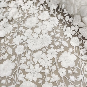 Off White Cotton Blossom Flower Embroidery Lace Fabric Blossom Fabric Off White Embroidery Lace Fabric For Wedding Dress Craft Project