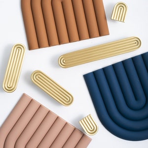 Boho Rainbow Brass Drawer Pulls Knobs Matte Gold Dresser Minimalist