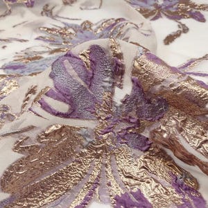 Slimmer Metallic Transparent Brocade Emboss Jacquard Flower Haute Couture Embossed Jacquard Fabric for DIY Haute Couture 53 inches Width