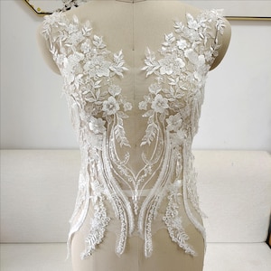 Sequin Beaded Vines Embroidery Flower Lace Applique Vines Lace Patches Leafs Motif For DIY Project Bridal Wedding Dress Craft Project