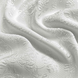 Elegant Windbreaker Fabric White Brocade Flora Embossed Jacquard Flora Jacquard Fabric for Formal Suit Apparel DIY Haute Couture 59 inches