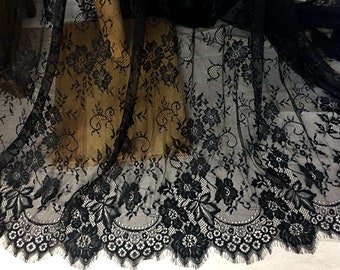 Delicate Chantilly Franch Graceful Eyelash Floral Wedding Fabric Flowers Lace Fabric Mesh For Bridal Gown, DIY Wedding Dress Craft Project