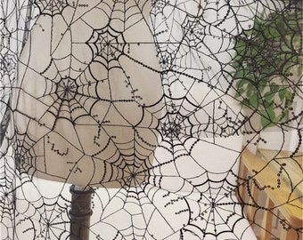 Black Spider Web Embroidery Lace Fabric HalloweenFabric Black Halloween cape Tulle Fabric Soft Lace For Wedding Dress Craft Project