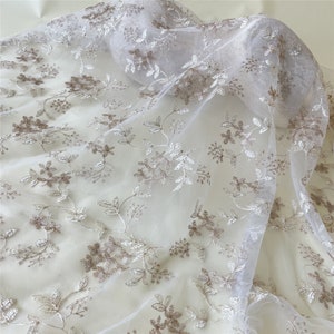 Blossom Floral Decorative Fabric Blossom  Embroidery Lace Fabric Flower Mesh Embroidery Lace Fabric For Project Summer Dress Craft Project