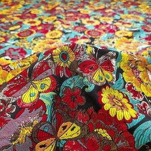 Flower Brocade Emboss Jacquard Colorful Haute Couture Embossed Jacquard Fabric for DIY Haute Couture 58 inches Width Sold By The Yard