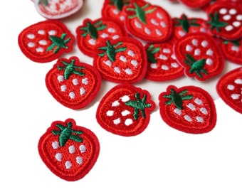 Iron on Red Sweet Strawberry Embroidery Applique Strawberry Patch Lace Motif Strawberry Embroidery Lace Applique For DIY Dress Craft Project