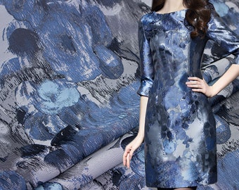 Haute Couture Flower Brocade Jacquard Damask Elegant Embossed Jacquard Fabric for Cushion Cover Runway Dress Prom Gown 63 inches Width