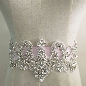 Sparkling Silver Belt Decorative Patches Crystal Rhinestone Belt Applique Rhinestone Applique Bling Accents For DIY Bridal Craft Project