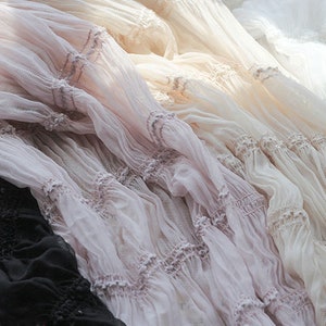 Chiffon Pleated Mesh Fabric Chiffon Pleated Lace Fabric Soft Pleated Lace Fabric For TuTu Project Dance Dress Table Cover Craft Project