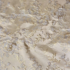 Gold Brocade Flower Embossed Jacquard Haute Couture Jacquard Fabric for Formal Suit Apparel DIY Haute Couture 58 inches Width Sold By Yard
