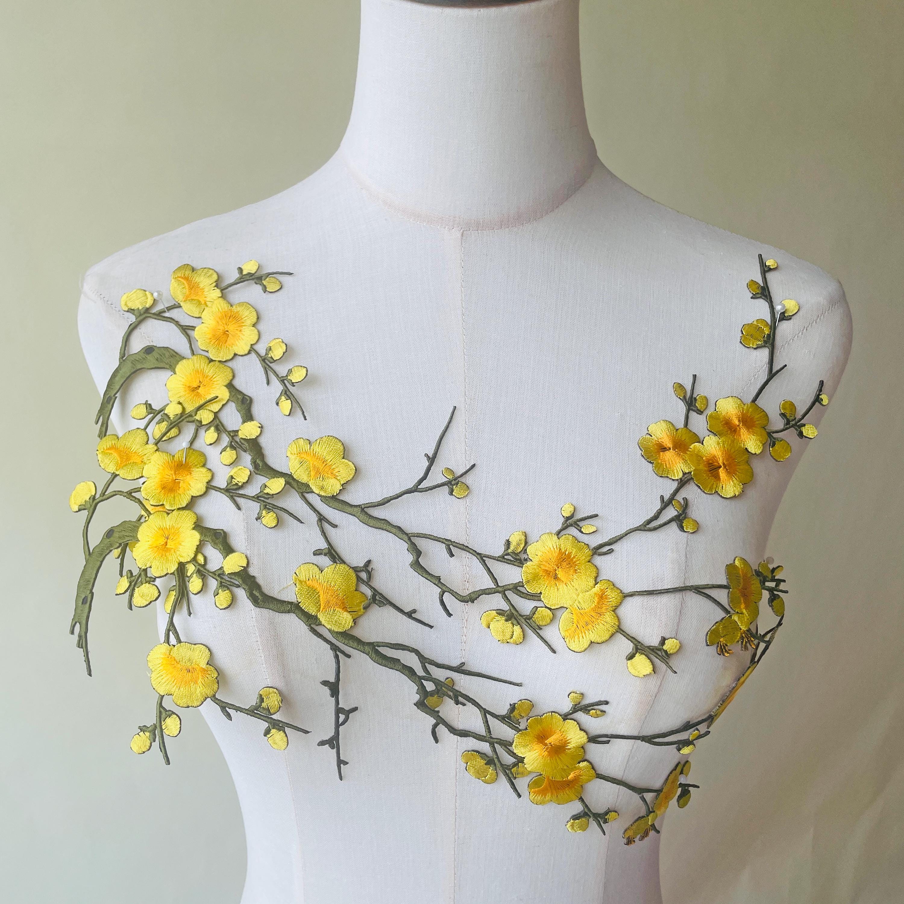 Yellow Blouse With Blue Flowers - Etsy UK