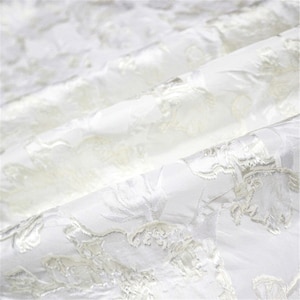 Champagne Rose Floral Embossed Brocade Jacquard Blossom Flower Embossed Jacquard Fabric for Runway Dress Prom Gown 61 inches Width