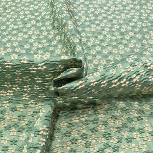 Tela de brocado de estilo Rural, tela verde Floral verde, tela Jacquard en relieve para vestido de pasarela, vestido de graduación de 53 pulgadas de ancho