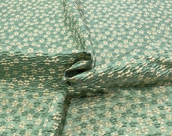 Rural Style Brocade Blossom Green Floral Green Fabric Embossed Jacquard Fabric for Runway Dress Prom Gown 53 inches Width