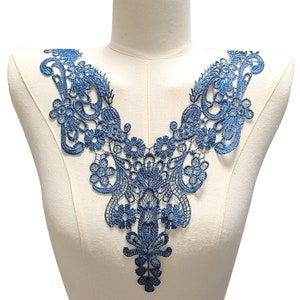 Hollow V Neck Applique Flower Decorative Patches Gurpure Floral Lace Motif Embroidery Lace Applique For DIY Wedding Dress Craft Project
