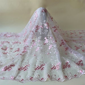 Flower Mesh Embroidery Lace Fabric Blossom Floral Decorative Fabric Blossom Embroidery Lace Fabric  For Project Summer Dress Craft Project