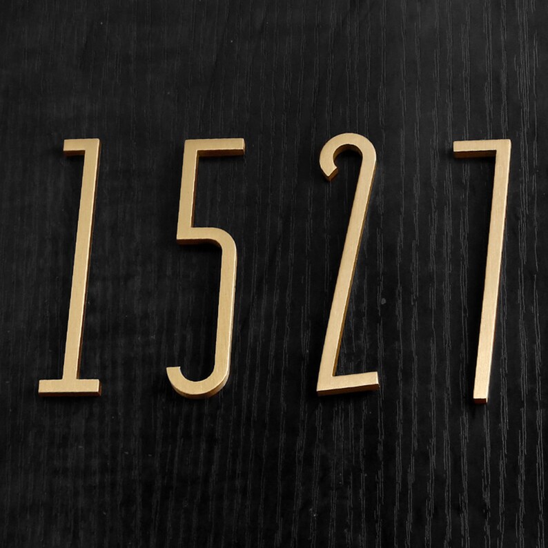 Pure Brass Modern House Numbers Selfadhesive Mailbox Numbers Etsy